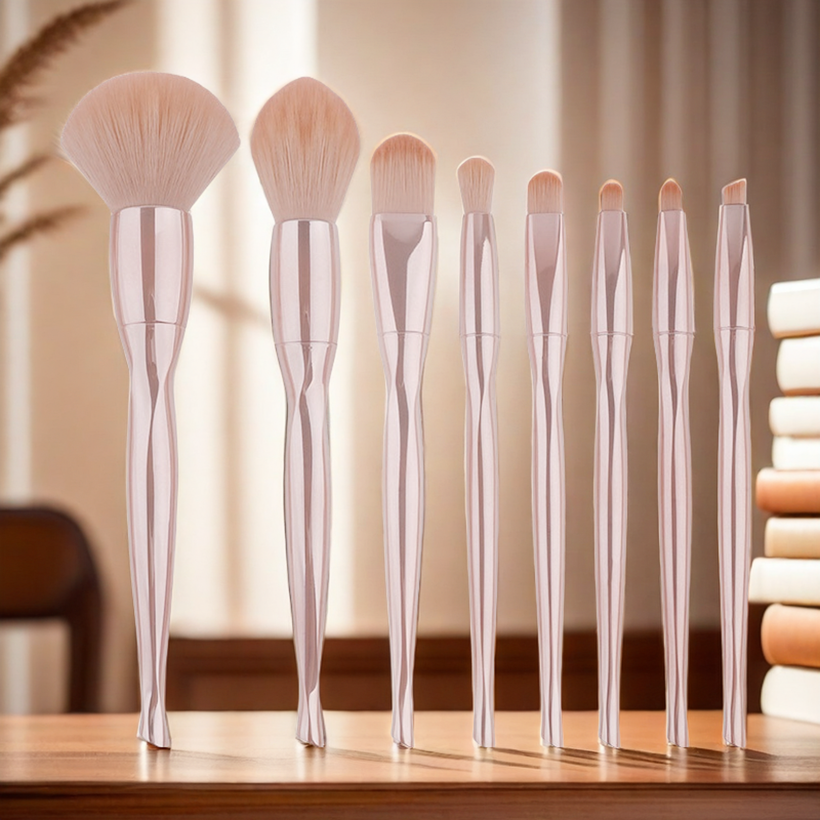 8 sets of electroplated makeup brushes