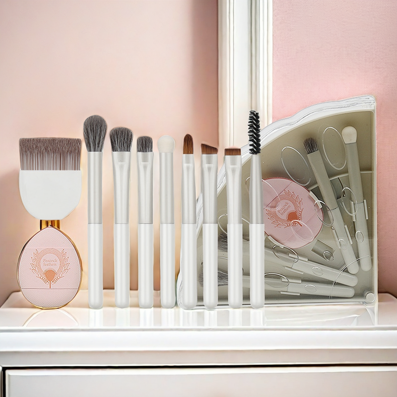 10-in-1 portable makeup brush set