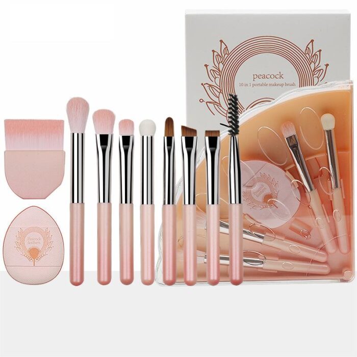 10-in-1 portable makeup brush set